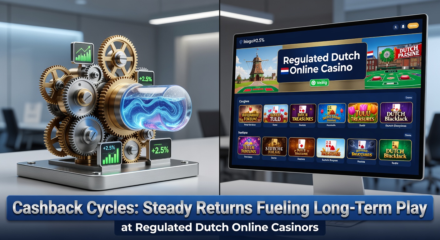 Grafiek van cashback cycli met stijgende returns in een Nederlands online casino dashboard, symboliserend steady groei en langetermijnvoordelen voor spelers