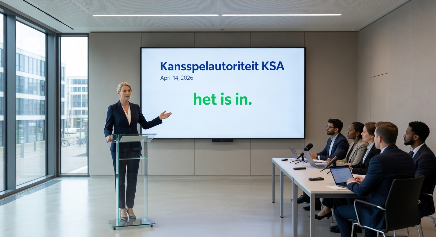 Kansspelautoriteit KSA-logo met waarschuwingsbord voor reclameverbod, symbool voor berisping aan JACKS.NL in de Nederlandse goksector