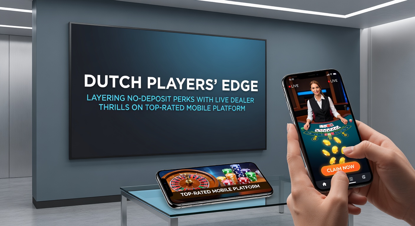 Mobiel scherm toont live blackjack dealer met no-deposit bonus balance en Nederlandse interface