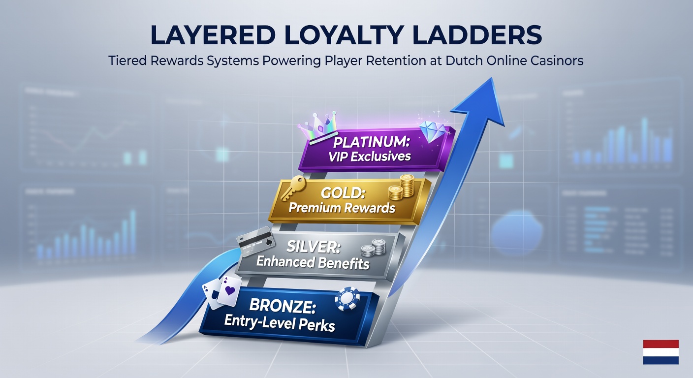 Grafiek van een loyaalheidsladder met tiers en beloningen in een online casino-interface, typisch voor Nederlandse platforms