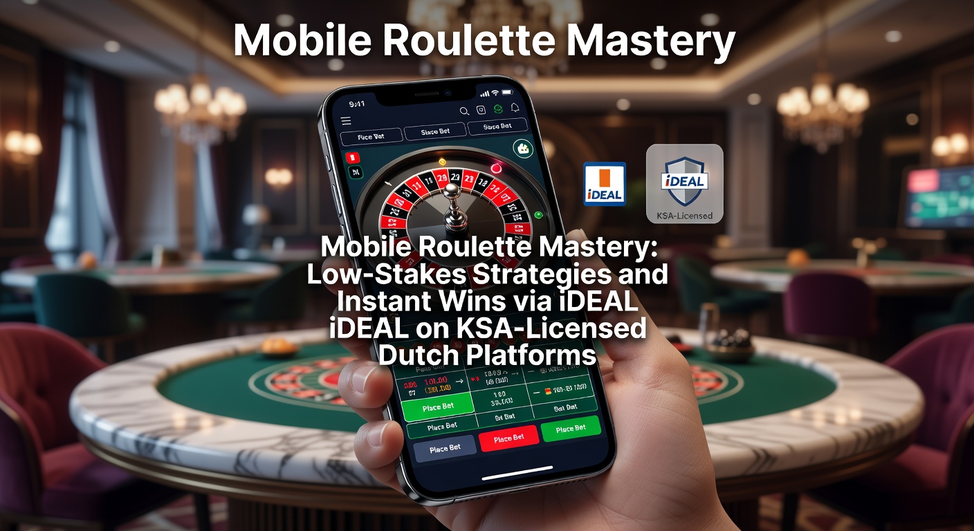 Mobiele roulette interface op een smartphone met lage inzetten en iDEAL betaaloptie zichtbaar op een KSA-gelicentieerd platform