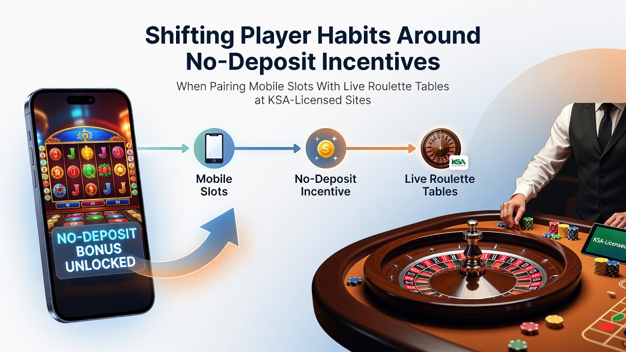 Illustratie van mobiele slots en live roulette combinaties op Nederlandse KSA-platforms met no-deposit incentives
