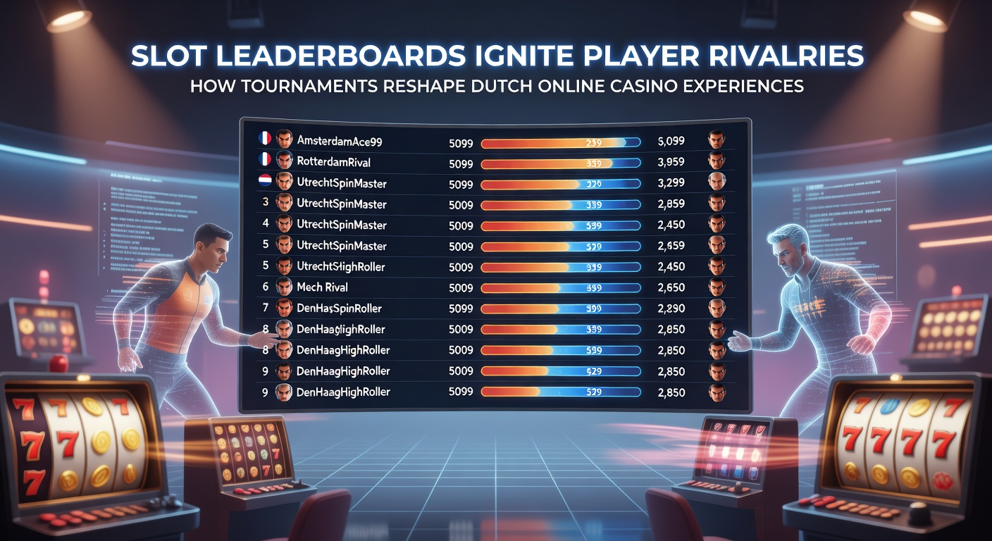 Spannende slot leaderboard met spelers die strijden om de toppositie in een Nederlands online casino toernooi