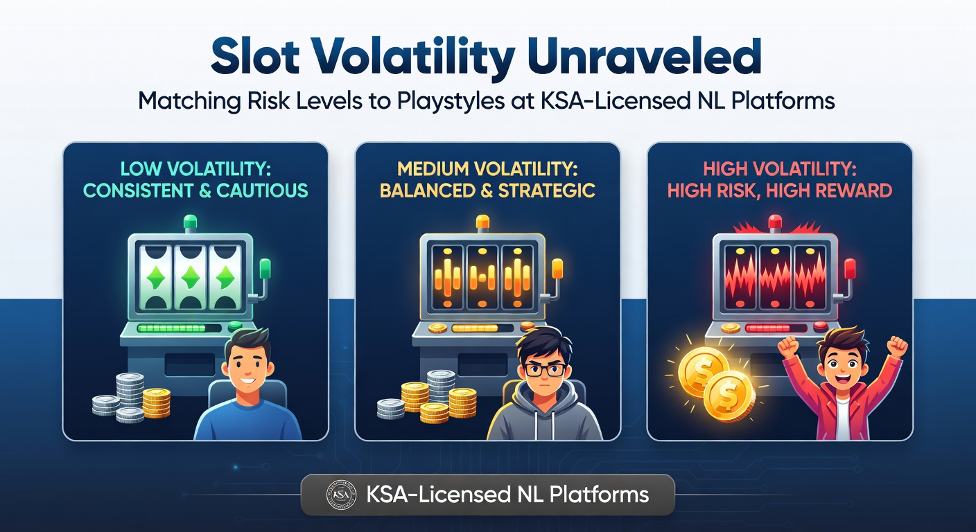 Grafiek met voorbeelden van lage, middelhoge en hoge slotvolatiliteit op Nederlandse online casino platforms