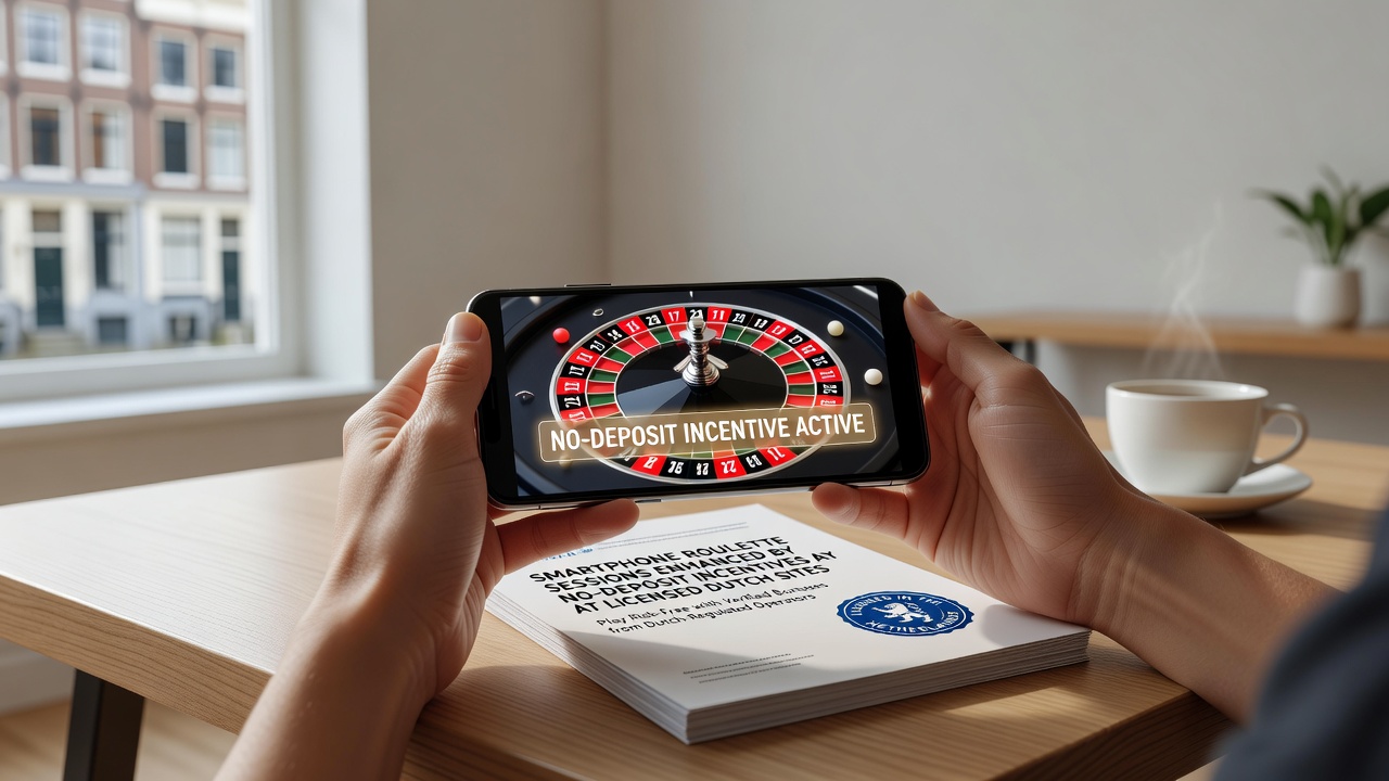 Live dealer roulette op smartphone met bonus indicator en Nederlandse licentie badge