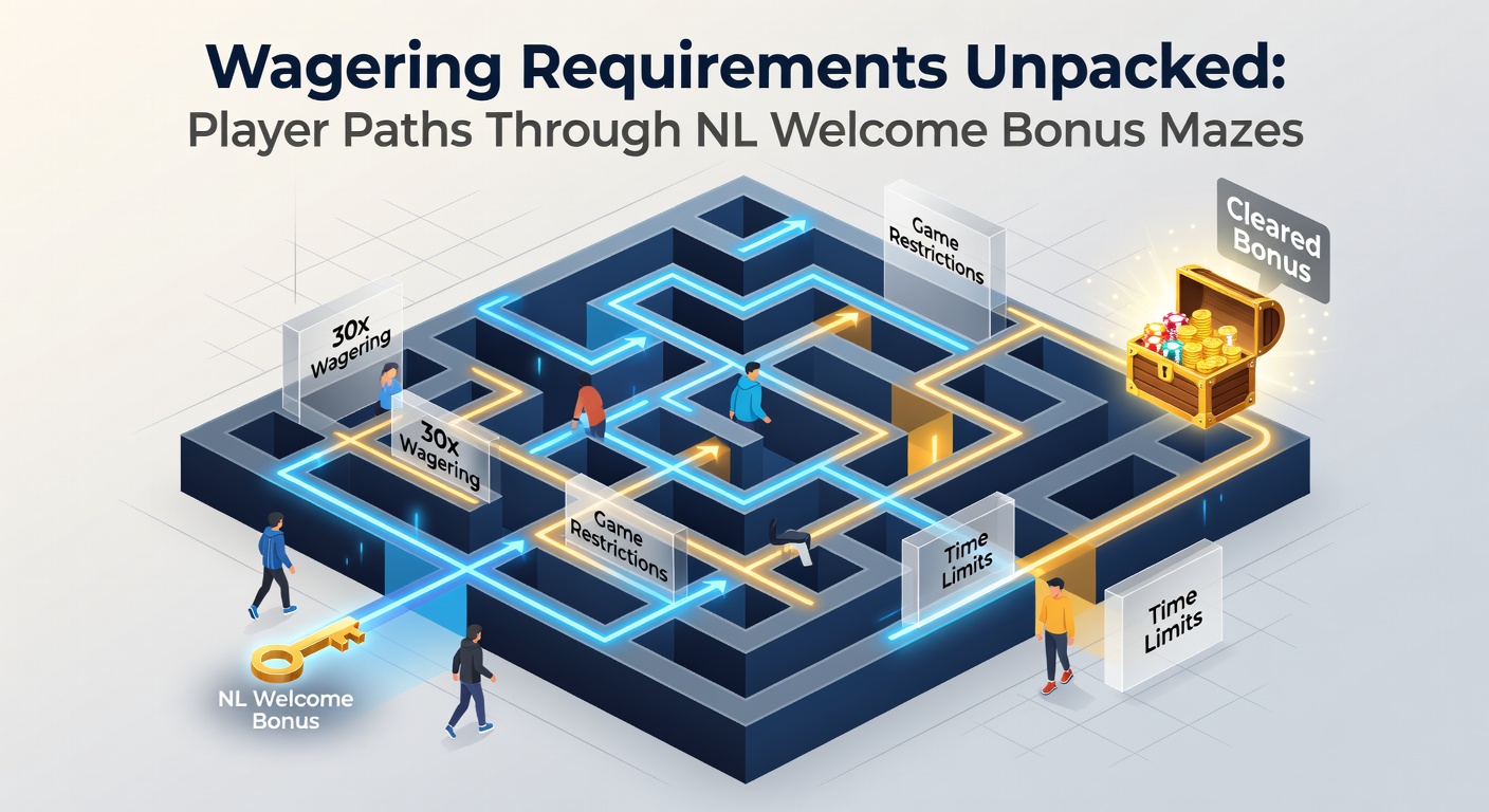 Grafiek met wagering-vereisten en bonusstructuren bij Nederlandse online casinos, inclusief cirkeldiagrammen en voorbeeldpaden voor spelers