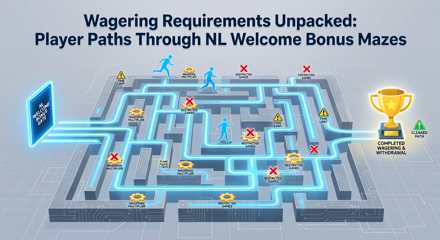 Voorbeeldscherm van een welkomstbonus pagina met wagering-details, stakes en contribitietabellen bij een KSA-casino